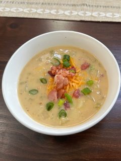 bowl of stove top potato soup