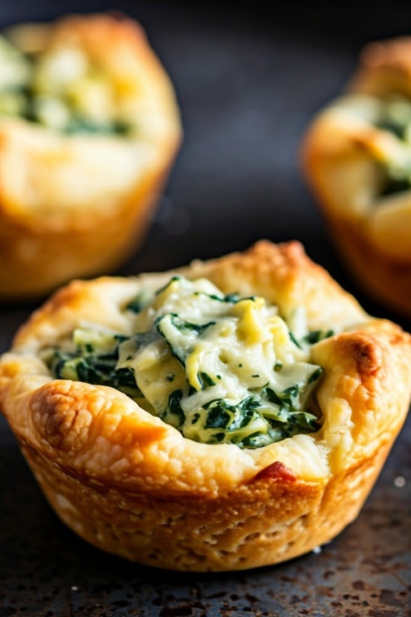 spinach artichoke crescent roll cups