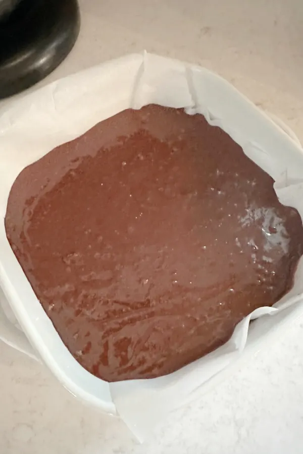 brownie batter in baking pan