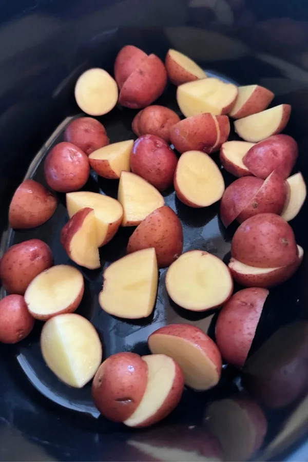 red potatoes cut