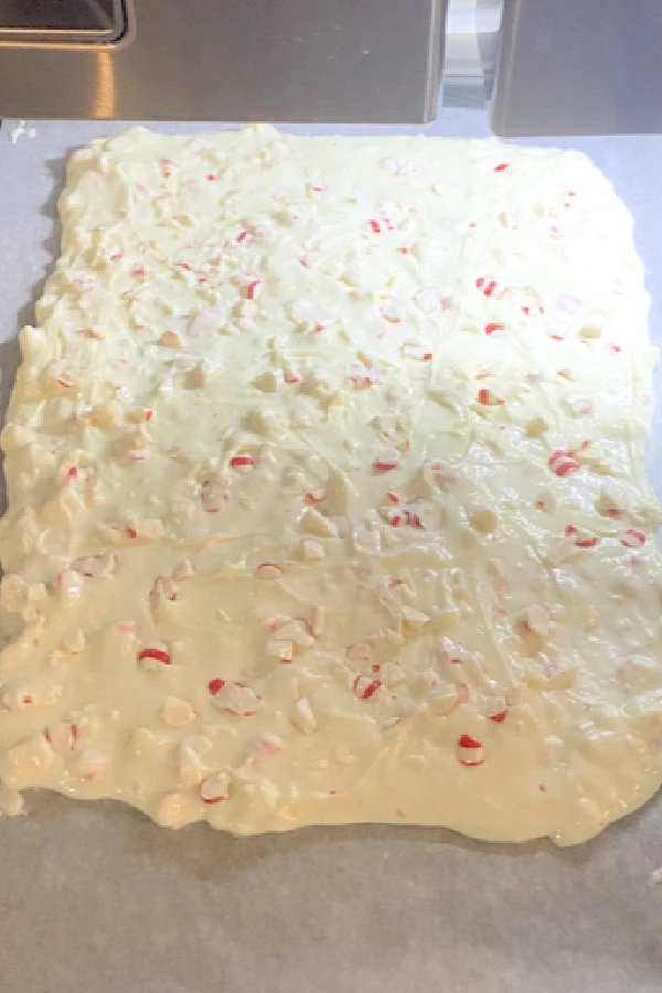 white chocolate and crushed candy