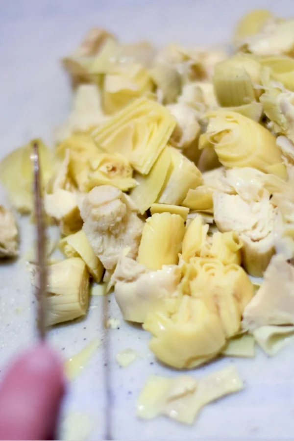 cutting artichoke hearts