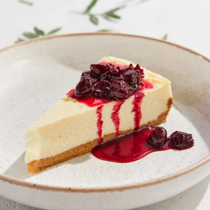 classic cheery cheesecake slice