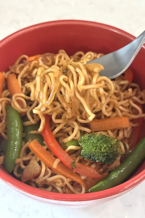 Island noodles in bowl