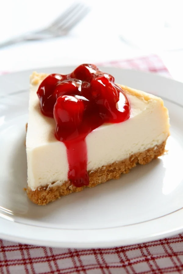 piece of cherry cheesecake