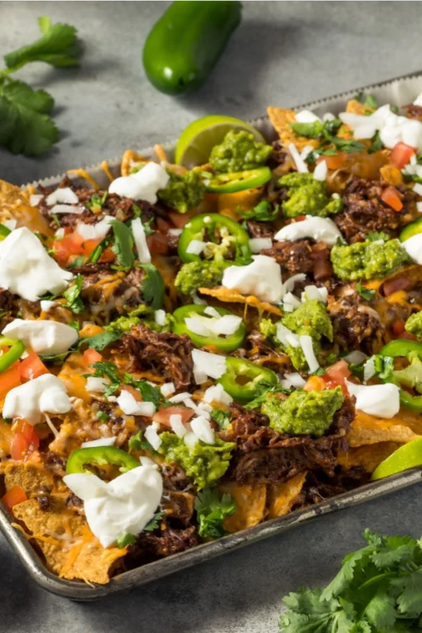 shredded beef nachos