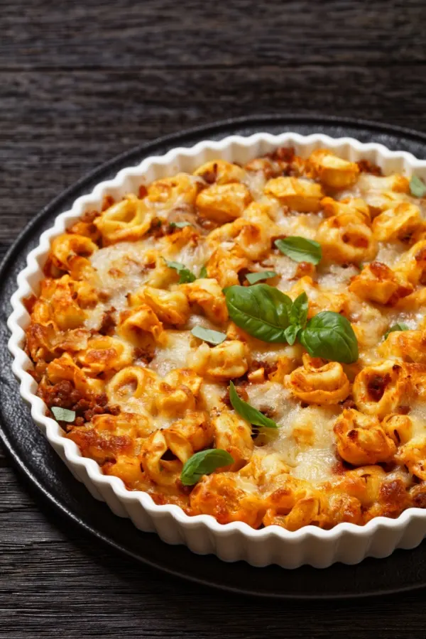 baked tortellini in a dish
