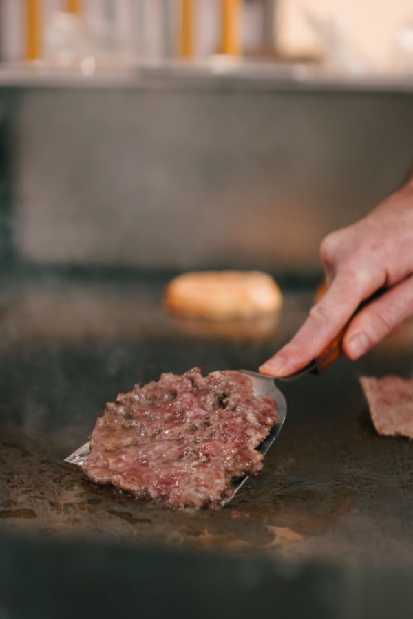 flipping a burger