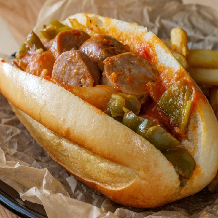 sheet pan sausage hoagies