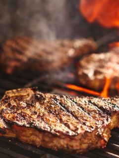 steak on grill