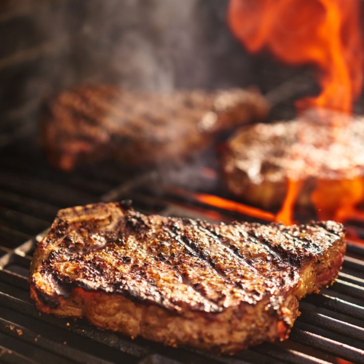steak on grill