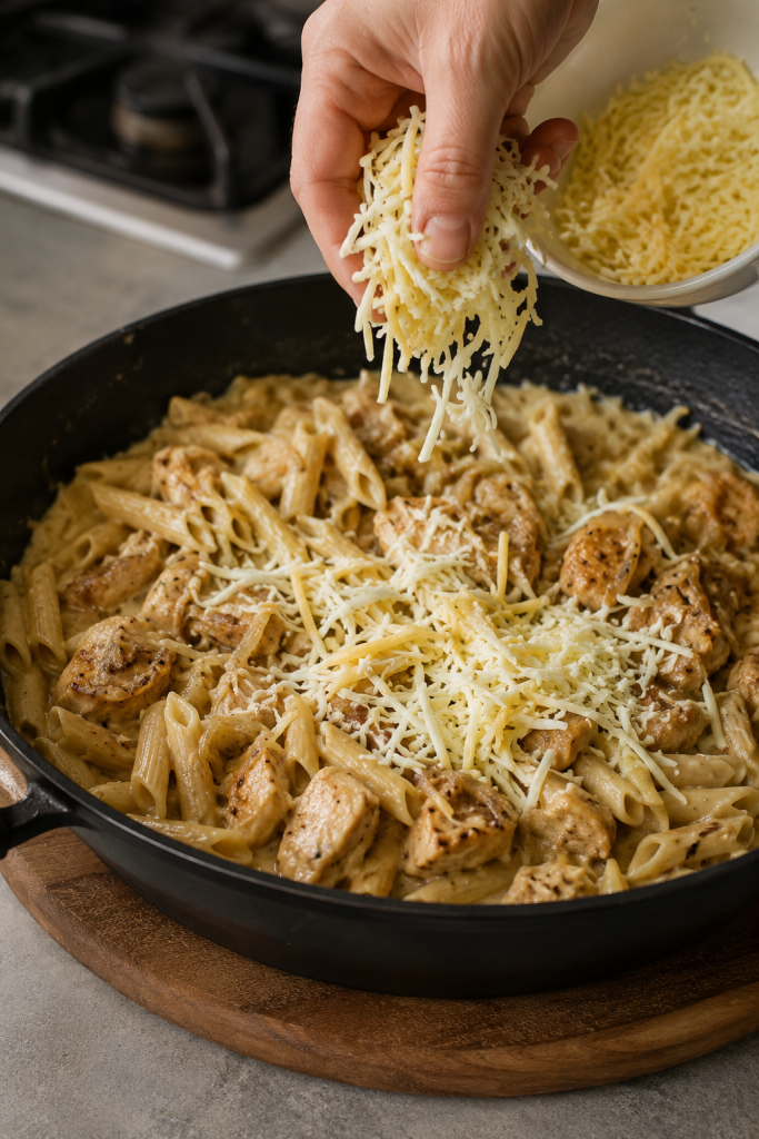 cheese in French onion chicken pasta