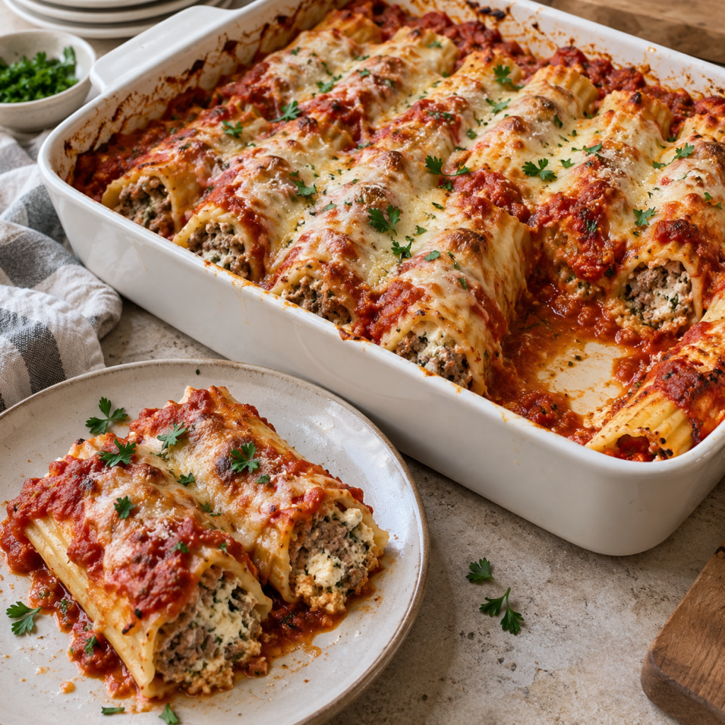 beef and cheese manicotti