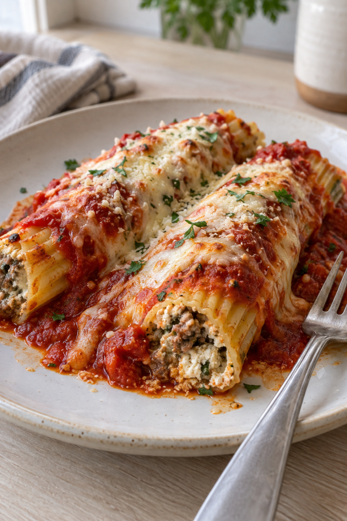 beef and cheese manicotti dinner