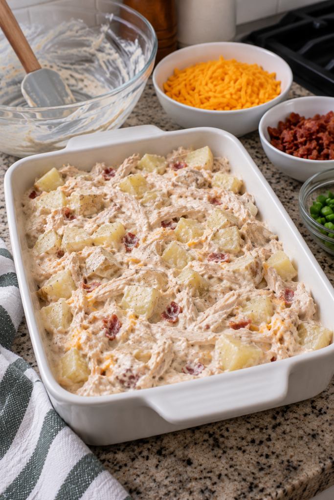 loaded baked potato casserole with chicken