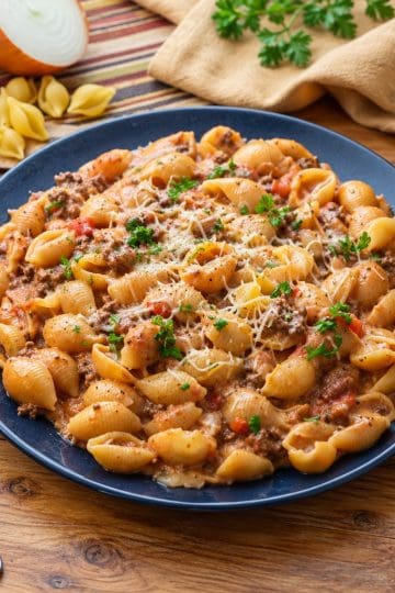 creamy beef and shells