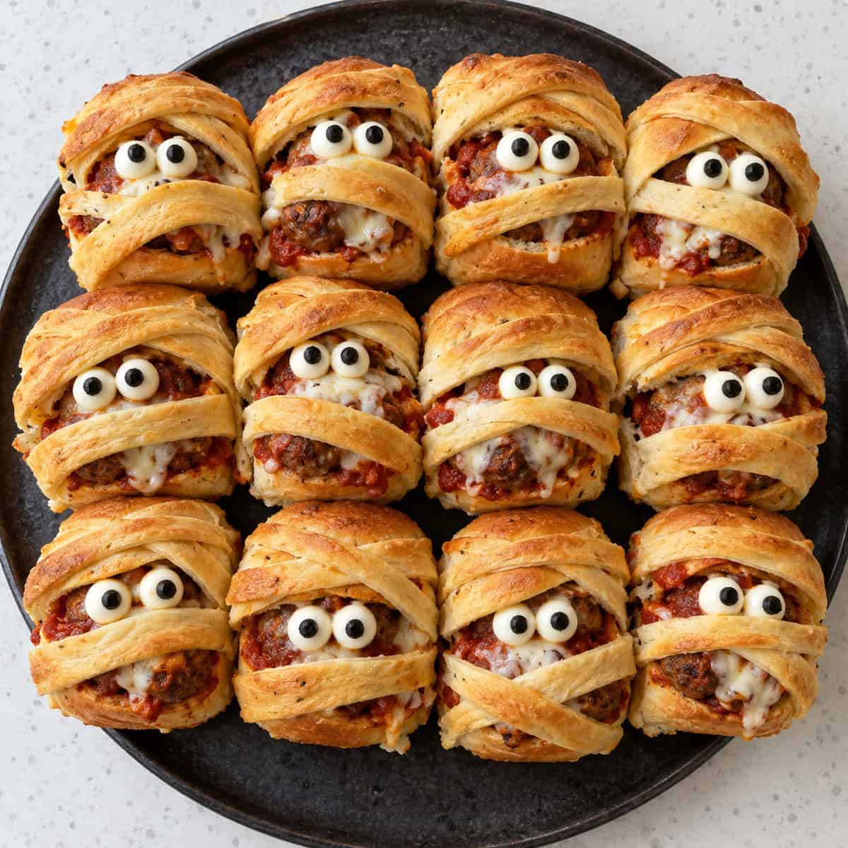 Halloween meatball sliders